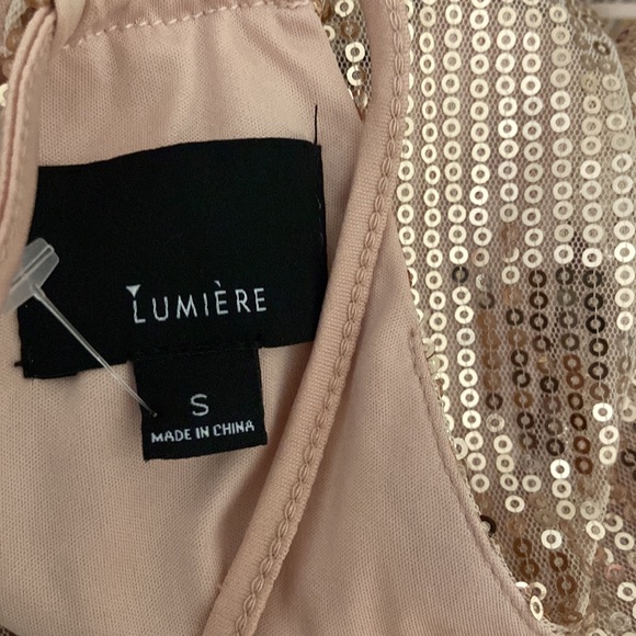 Lumiere Champagne Sequence Sleeveless Neck Tie Top Size Small - Picture 6 of 7